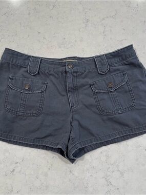 Y2K American Eagle Low-Rise Sz 10 Chino Shortie Shorts Slate Blue 2.5" Inseam
